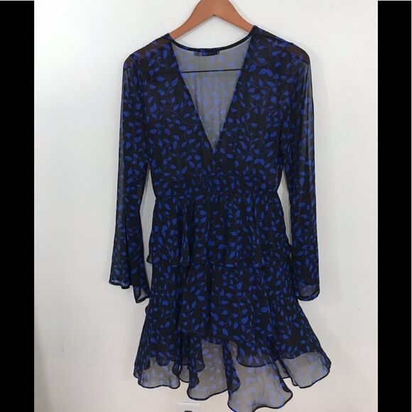 ‎Na-kd blue and black ruffle dress - Picture 5 of 5